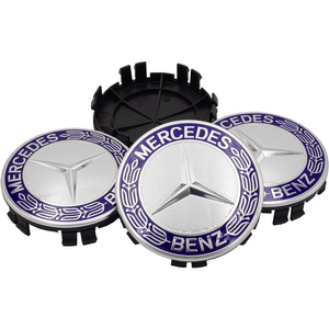 Satz Original Mercedes-Benz Radnabendeckel Lorbeerkranz blau 1