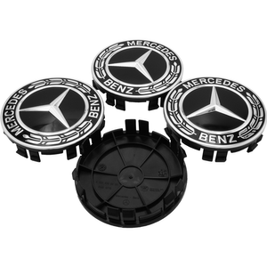 Satz Original Mercedes-Benz Radnabendeckel Lorbeerkranz schwarz 2