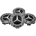 Mercedes-Benz Radnabendeckel Satz, Stern mit Lorbeerkranz, schwarz