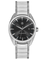 Original Mercedes-Benz Armbanduhr Herren, Mercedes-Benz Automatik, schwarz / silberfarben / blau, Edelstahl